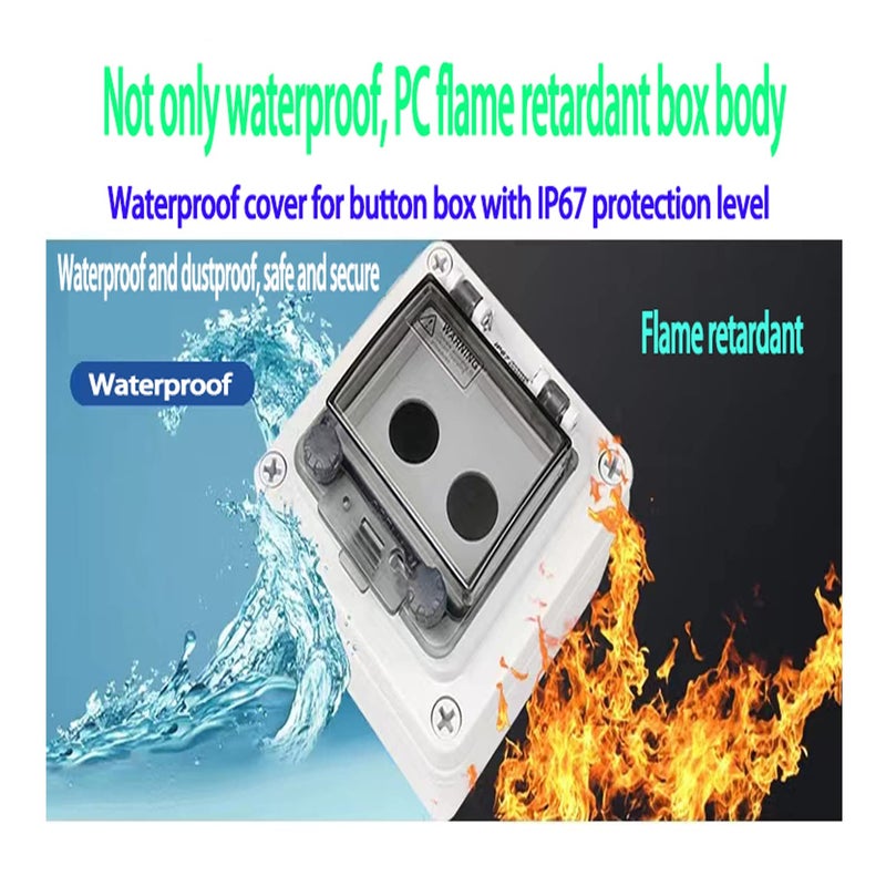 QL-LINRUN Push Button Box Ip67 Button Switch with Emergency Stop Button Green Push Button with Protective Cover Anti-Misoperation Switch(Ac/Dc 6a-110v/3a-240v/2.5a-380v) - Image 3
